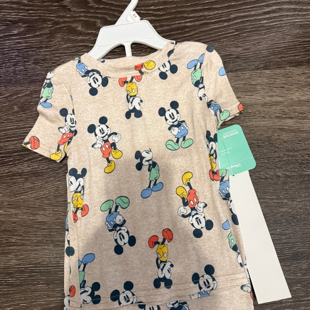 Disney Baby Mickey Mouse Pajama Set 24M Oatmeal Snug Fit Toddler Loungewear Baby